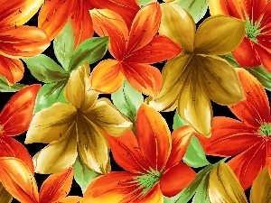 lilies, texture, Different colored