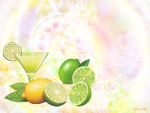 limes, lemons, Drink, mint