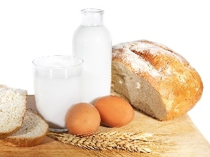 eggs, milk, bread