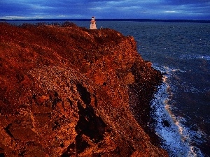 mountains, Lighthouse, Coast, Canada, sea
