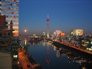 port, Night, Dusseldorf