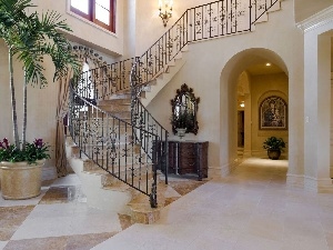 Palm, Stairs, interior, house