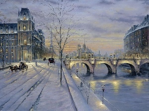 winter, picture, Paris