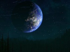 Planet, star, forest, Sky