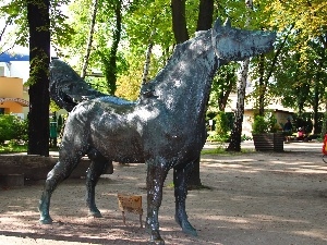 Pozna?, old Zoo, sculpture, Horse