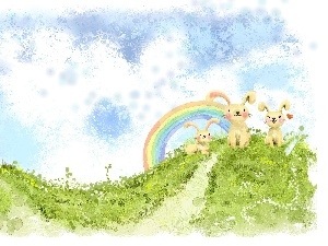 rabbits, Great Rainbows, Easter