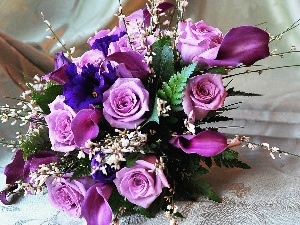 violet, rouge, bouquet