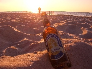 sea, Beaches, Bottle, beer