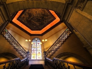 stained glass, picture, Stairs
