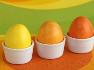 stands, color, Three, eggs