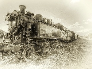 locomotive, steam, Old