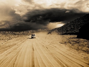 Storm, Desert, Desert, Automobile