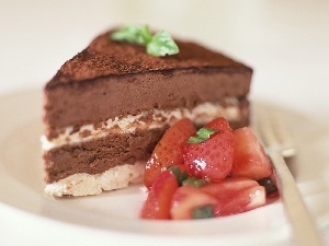 chocolate, strawberries, Cake