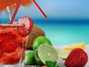 straws, Fruits, exotic, Drink