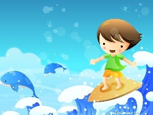 Surfing, Waves, Kid, sea