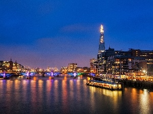 Town, bridge, River, London, thames