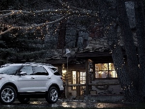 trees, house, Ford, viewes, Explorer