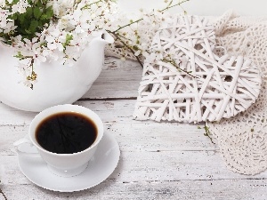 Vase, coffee, cup, Flowers, black