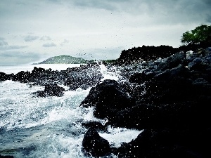 sea, Waves, rocks