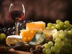 Grapes, White, glass, Black, board, cheeses, Wines, nuts