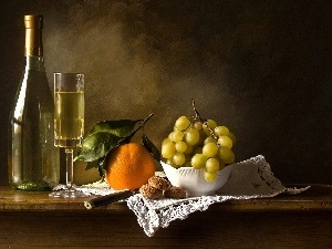 Wine, Bottle, Grapes, orange
