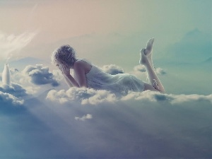 angel, Women, clouds